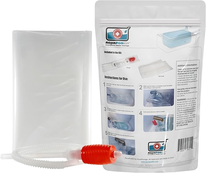 Made in USA - Emergency Bathtub Water Storage Bladder 65-100 Gallon Capacity - BPA Free- Food Grade Materials - Hurricane Disaster Preparedness Supply - Family Survival Supply (Bag)