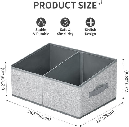 DIMJ Closet Storage Bins, 5 Pack Storage Baskets for Shelves, Foldable Closet Organizer with Handle, Linen Closet Organizers and Storage for Clothes, Toys, Towel, Books (Grey)