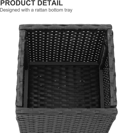 SUNNYPARK 2 Pack Tall Planters for Outdoor Plants Rattan Modern Tall Square Planter Box with Removable Liners Indoor Outdoor Porch Patio Flower Pot (12’’ x 12’’ x 24’’)
