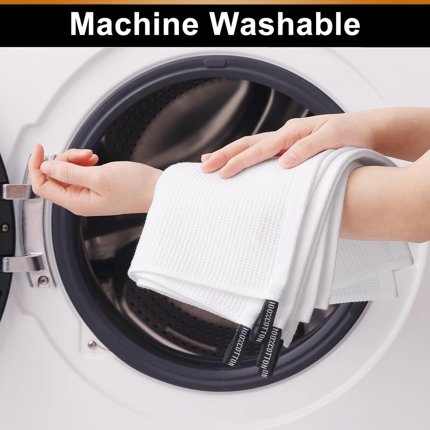 Homaxy 100% Cotton Waffle Weave Dish Cloths - 8 Pack Soft and Absorbent Dish Towels - 12 x 12 Inches Quick Dry Dish Rags - White