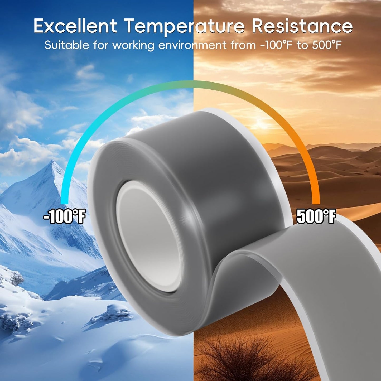 Self Fusing Silicone Tape 2 Rolls 1 in x 10' Grey Waterproof Rescue Tape Rubber Leak Silicone Self-amalgamating Tape for Plumbing, Sealing Pipes, Hose Repair, Outdoor Coax and Tool Fixation