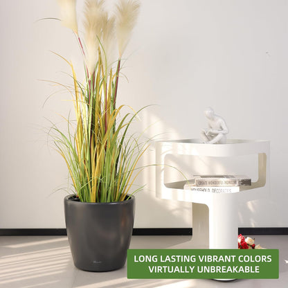 Dexceder 15x14 Self Watering Planter with Wheels Indoor Outdoor, Inner Pot Design, Thickened Large Floor Standing Flower Plant Pot with Water Level Indicator (Slate Gray Matte)