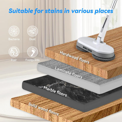 Cordless Electric Mop, Dual Motor Powerful Spin Mop 2600 mAh, Floor Polisher,1H Rechargeable Power Mops with LED Light/Water Sprayer, Electric Mops for Floor Cleaning for Hardwood, Tile, Rotate 180°