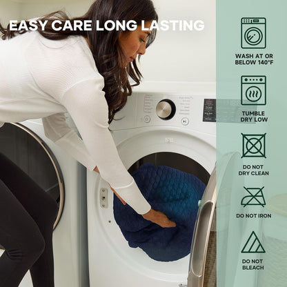 OhGeni 100% Waterproof Mattress Protector, Queen Size Mattress Pad, Fits 6"-20" Mattresses with Deep Pocket, Cooling, Breathable Fitted Sheets, Soft Bed Cover, Noiseless, Machine Washable(Navy Blue)