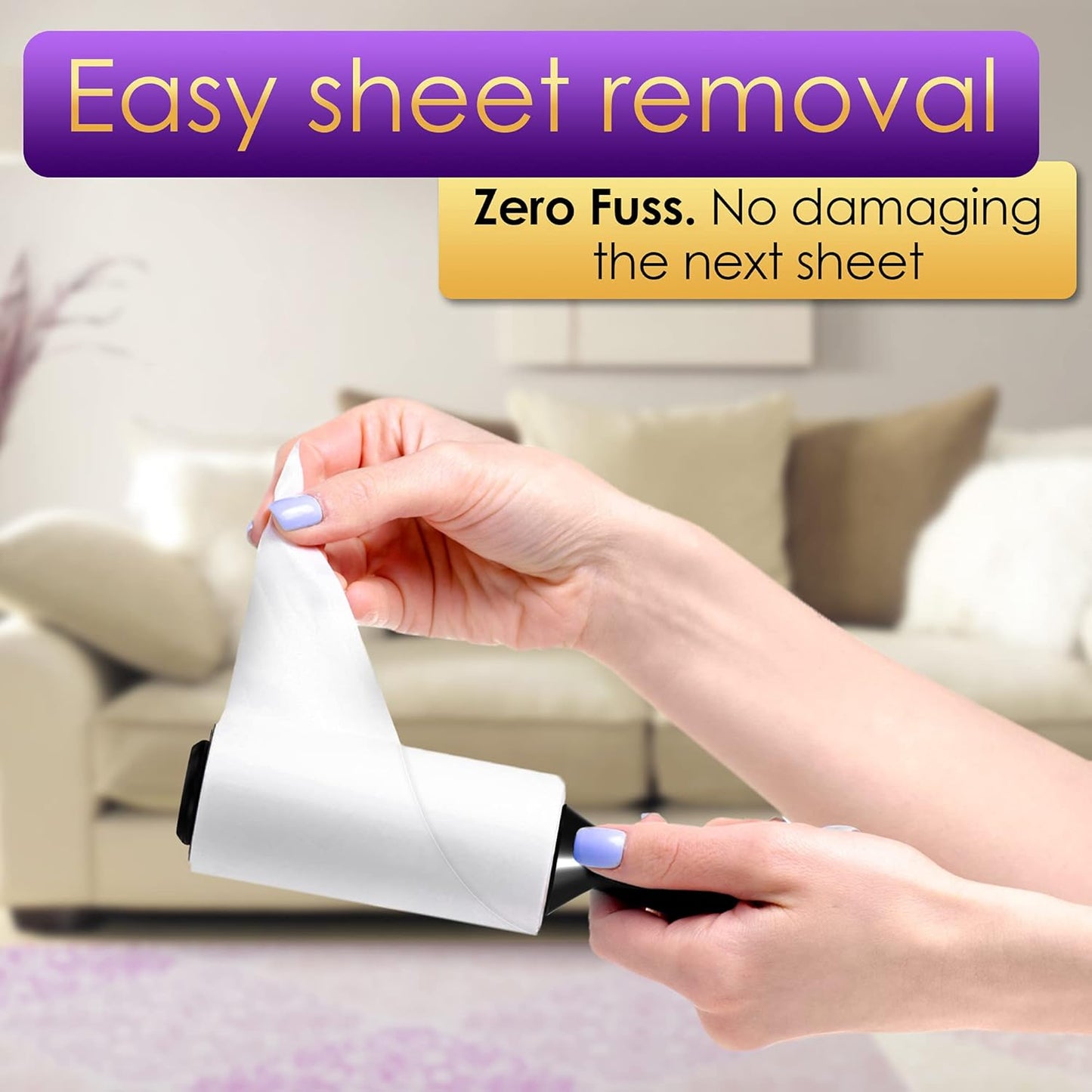 Lint Rollers Value Pack of 450 Sheets / 5 Refills, Sticky Roller, Lint Remover for Dog, Cat, Pet Hair, Lint Rollers for Clothes, Carpet, Couch, Furniture, Car Seats White