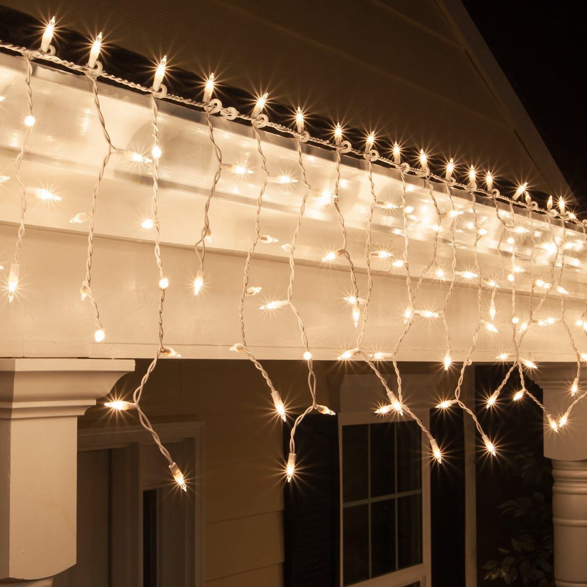8.5 ft 150 Clear Icicle Lights - White Wire, Indoor/Outdoor Christmas Icicle Lights