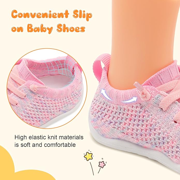 JIASUQI Baby Shoes for Toddler Boys Girls Sneakers Slip on Walking Shoes for Babies