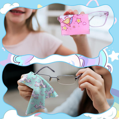 Sinmoe 20 Pcs Microfiber Cleaning Cloth Cute Unicorn Design Microfiber Soft Multicolor Glasses Cleaner Cloth for Eyeglasses Camera Lens Cell Phone Screens Glasses, 6 x 6 Inches