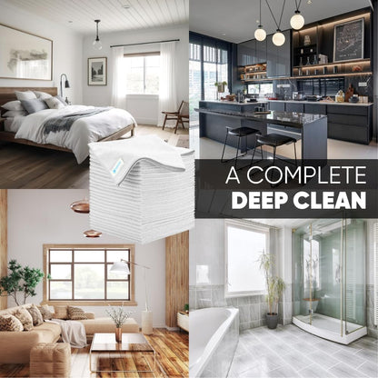 Microfiber Wholesale Bulk 16" x 16" All Purpose Towels Case Quantity (200 Count) | Large | No Fraying | High Density Microfiber | Zero Chemical Cleaner | Long-Lasting (White)