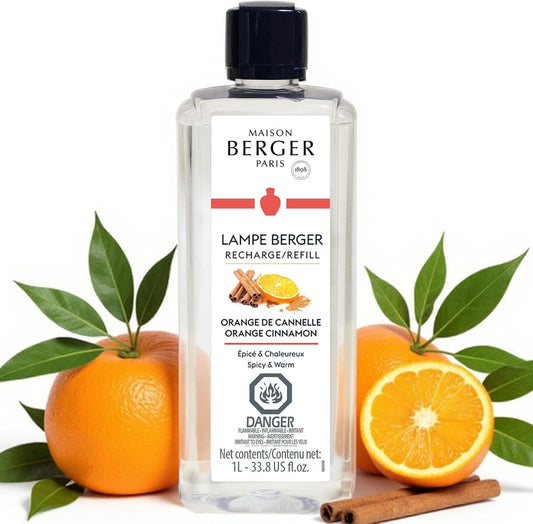 Maison Berger - Orange Cinnamon - Lampe Berger Fragrance Refill for Home Fragrance Oil Diffuser - Air Freshener - 33.8 Fluid Ounces - 1 Liter