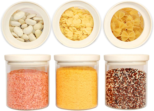 Urban Green Glass Food Storage Jar with Glass Lid, Food Canister Set with Airtight Lids, Pantry Storage Jar for Kitchen Organization. Food Storage Containers in Pack of 6, 16oz.