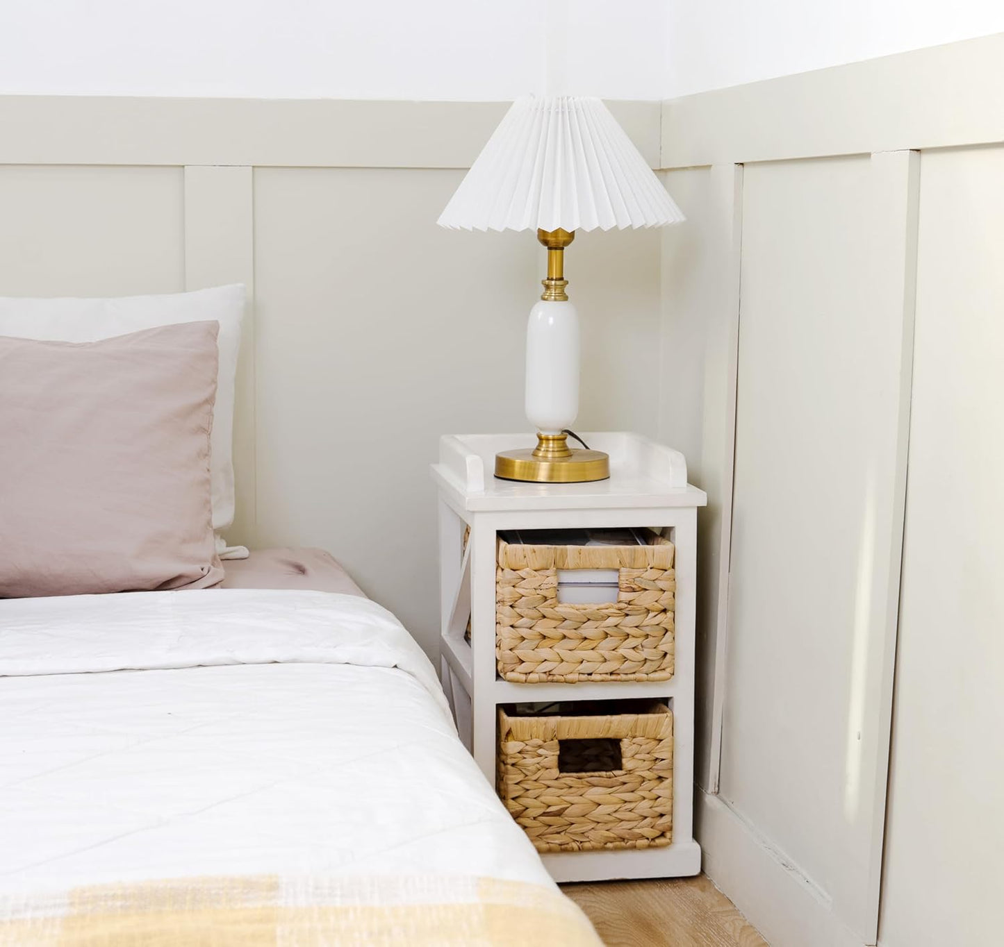 Set of 3 Wicker Storage Baskets for Shelves, Water Hyacinth Storage Baskets, Wicker Baskets for Storage, Kitchen Organizers and Storage Pantry (Set 3 SML)