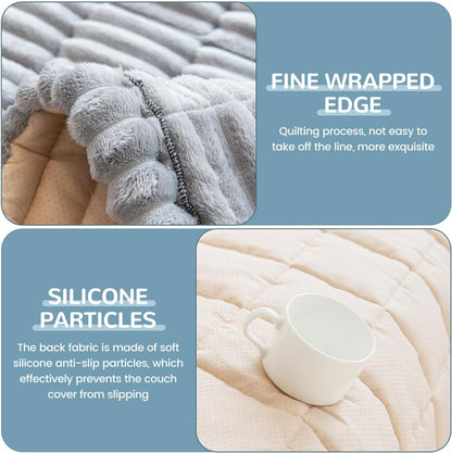 OTOB Couch Covers for Dogs Washable, Non Slip Plush Sofa Cover Kids Pet Friendly Furniture Protector, All Seasons Soft Cozy Fuzzy Sofa Slipcovers Dog Bed Mats (Gray, 31.5" x 63.0'')