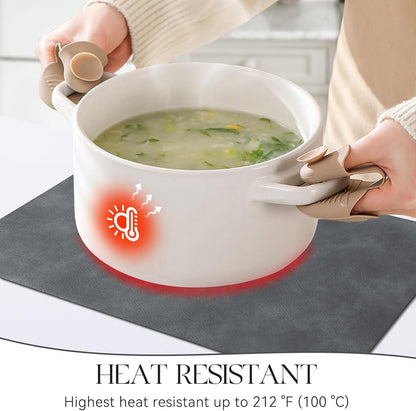 MOSAYT Vinyl Placemats Set of 6-12 X 17 Inch - Faux Leather 100% Waterproof Oil-Proof Wipeable PU Place Mats, Heat Resistant Reversible Table Mats for Kitchen, Dining, Outdoor (Grey)