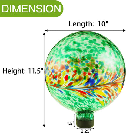 VOREEN 10-Inch Glass Gazing Ball, Outdoor Gazing Globe, Reflective Ball Yard Decoration for Homes, Patio, Lawn and Gardens, Gift for Mom Wife Friend, Phoenix Tail Design, Green