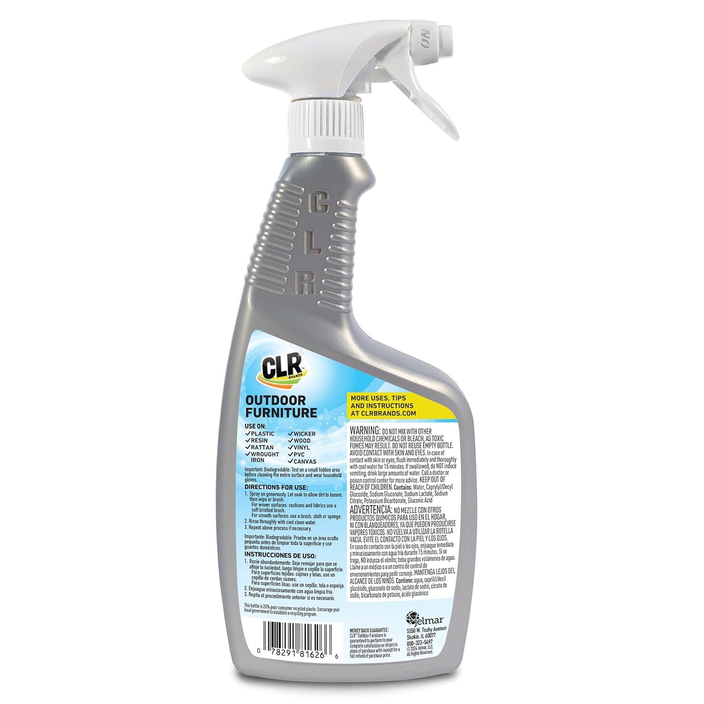 CLR Brands Outdoor Furniture Cleaner, 26 oz. Spray Bottle, Cleans Outdoor Surfaces, Remove Dirt and Grime from Fabric, Wood, Wicker, PVC, Plastic and More