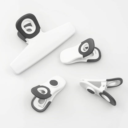 COOK WITH COLOR Bag Clips, Heavy Duty Chip Clip and Refrigerator Magnet Clips for Food Storage with Air Tight Seal Grip for Snack Bags and Food Bags (White, Pack of 8)