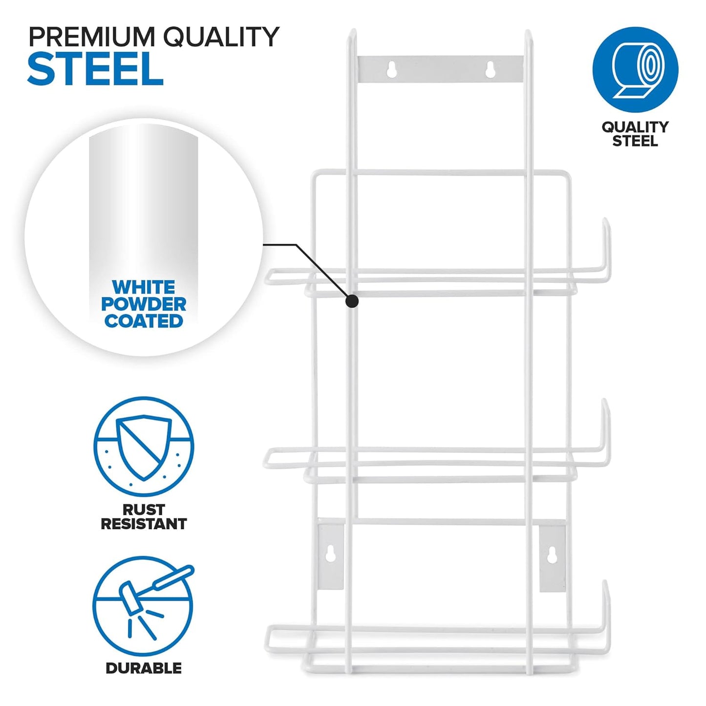 Stock Your Home (White Metal Triple Gloves Dispenser, Tissue Box Shelf, Glove Box Holder Wall Mount, For Kitchen, Cleaning Closet, Lab, Exam, or Office