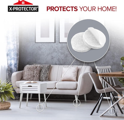 357 pcs White Felt Furniture Pads X-Protector! Huge Quantity of Furniture Pads for Hardwood Floors with Many Big Sizes – Your Ideal Wood Floor Protectors for Furniture. Protect Any Type of Hard Floor!