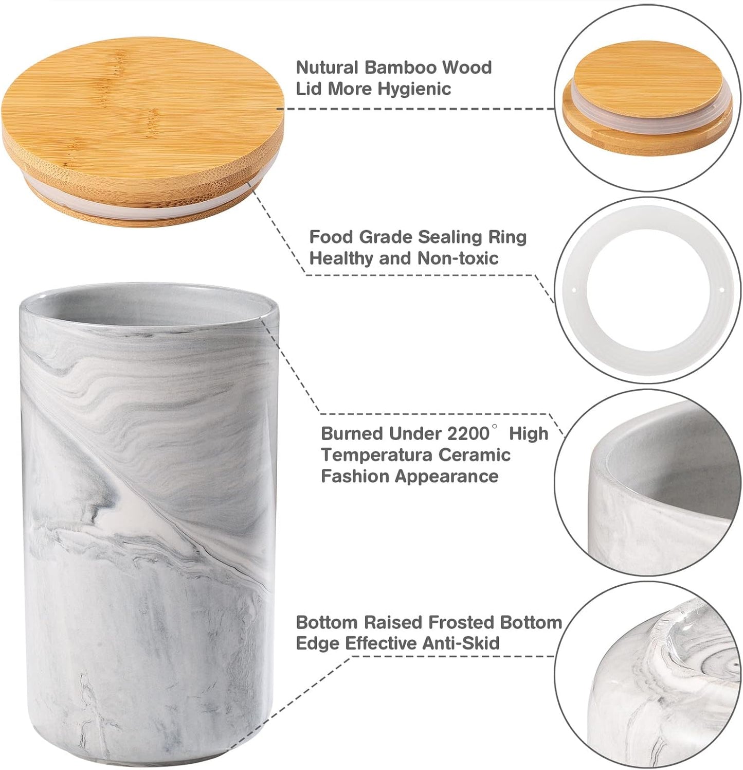 Yangbaga Coffee Canister with Airtight Lid, Ceramic Sugar Canisters Sets for the Kitchen, Food Storage Containers for Ground Coffee,Tea,Sugar,Spice