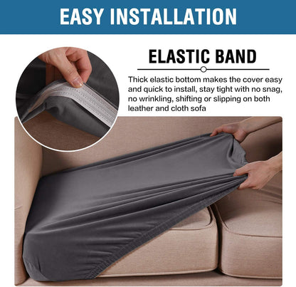 H.VERSAILTEX Velvet Stretch Couch Cushion Cover Plush Cushion Slipcover for Chair Loveseat Sofa Cushion Furniture Protector Seat Cushion Sofa Cover (3 Piece XL Sofa Cushion Covers, Grey)