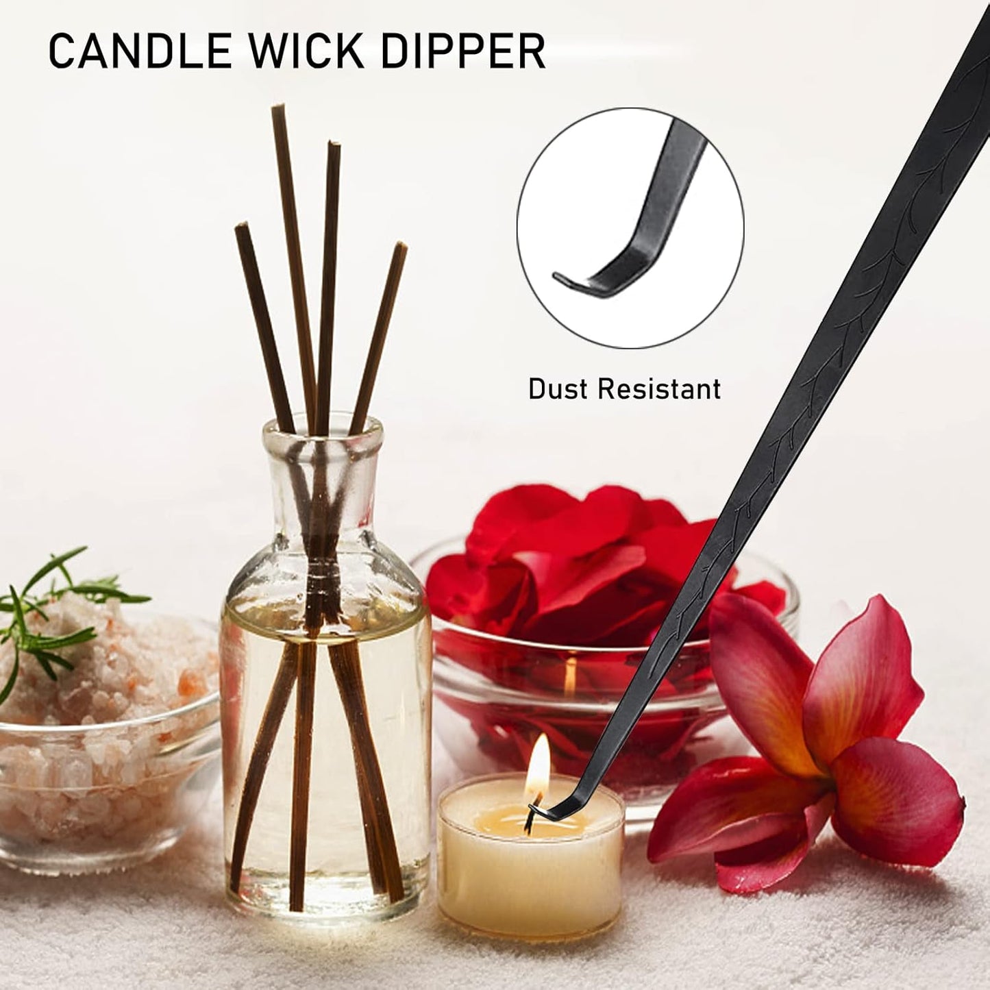 4IN1 Candle Accessory Set, Rechargeable Candle Lighter, Candle Wick Trimmer Cutter, Candle Snuffer & Candle Wick Dipper for Candle Lover Aromatherapy Gift, Stainless Steel Candle Care Kit