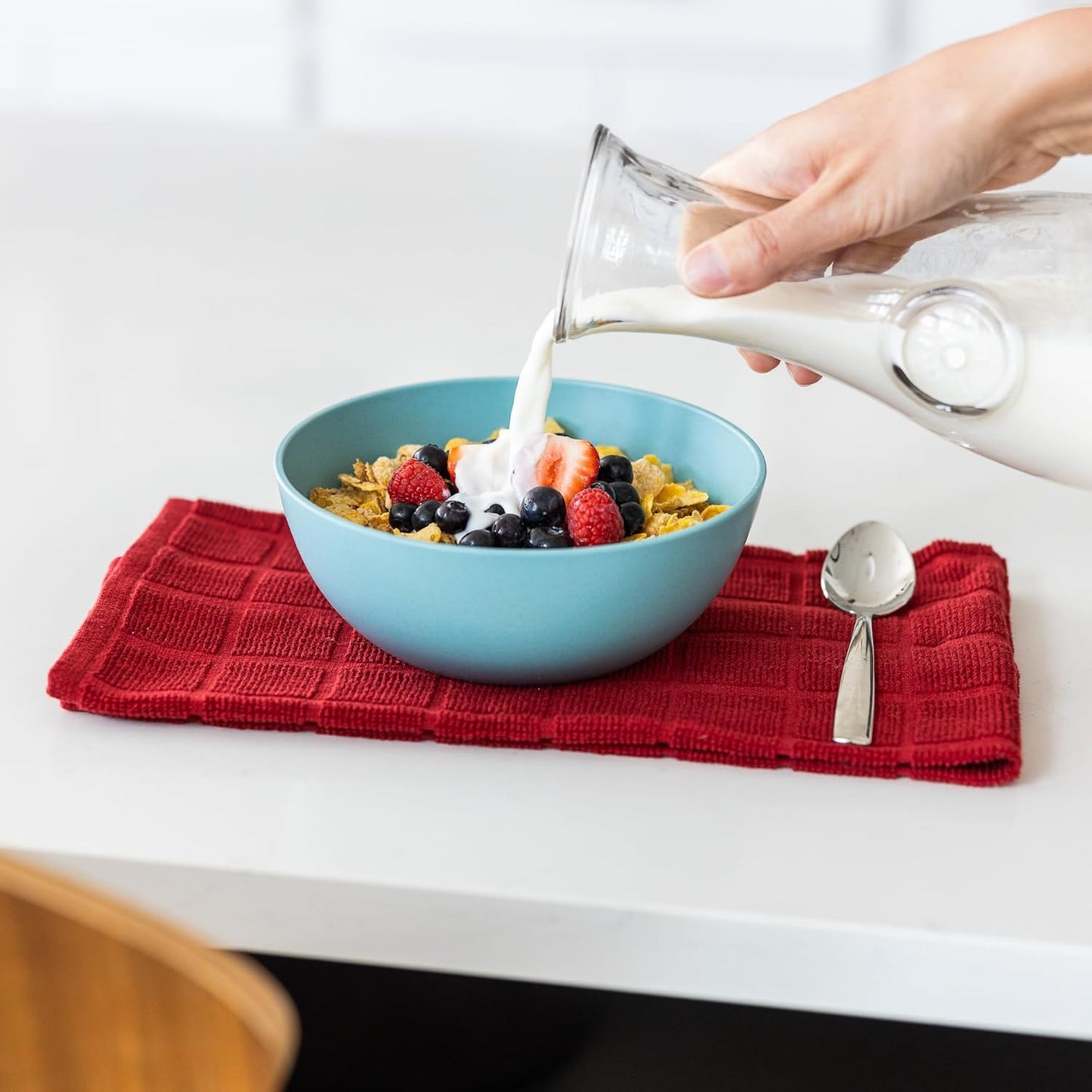 Grow Forward Premium Wheat Straw Bowls - 34oz Microwave Safe Plastic Cereal Bowls Set of 8 for Kitchen, Camping, RV, Dessert, Snack, Soup, Salad, Fruit - Reusable, Unbreakable & BPA Free - Tropical