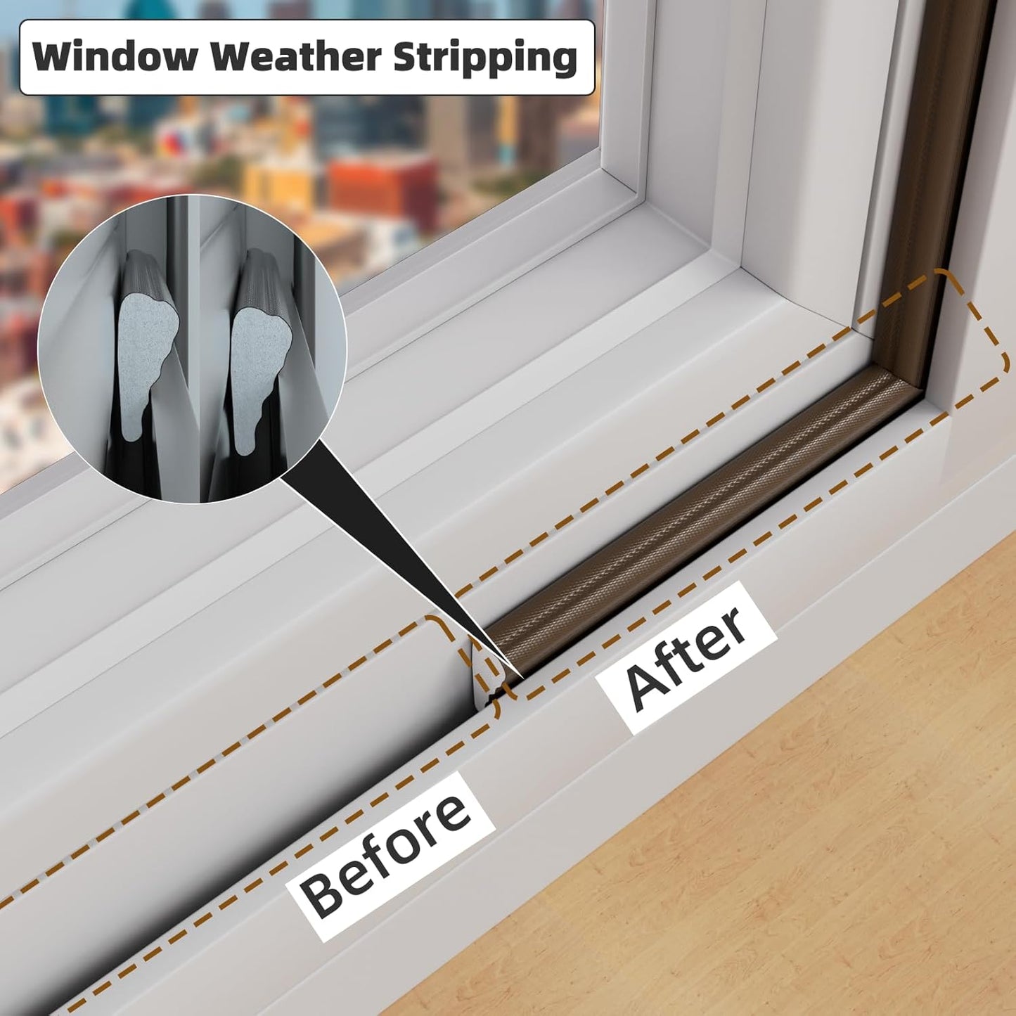 3 Pack*16.4 Ft Weather Stripping Seal Strip for Doors,Soundproofing Window Insulation Draft Stopper for Winter, Selfadhesive Foam Weather Strip for Door Frame,Door Gap Filler Noise Blocker(Brown)
