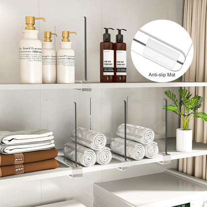 Shelf Dividers Purse Organizer for Closet: 16-Pack Acrylic Bag Storage Organizer for Handbags, Clutches, Clothes, Sweater, Towel on Wood Shelves