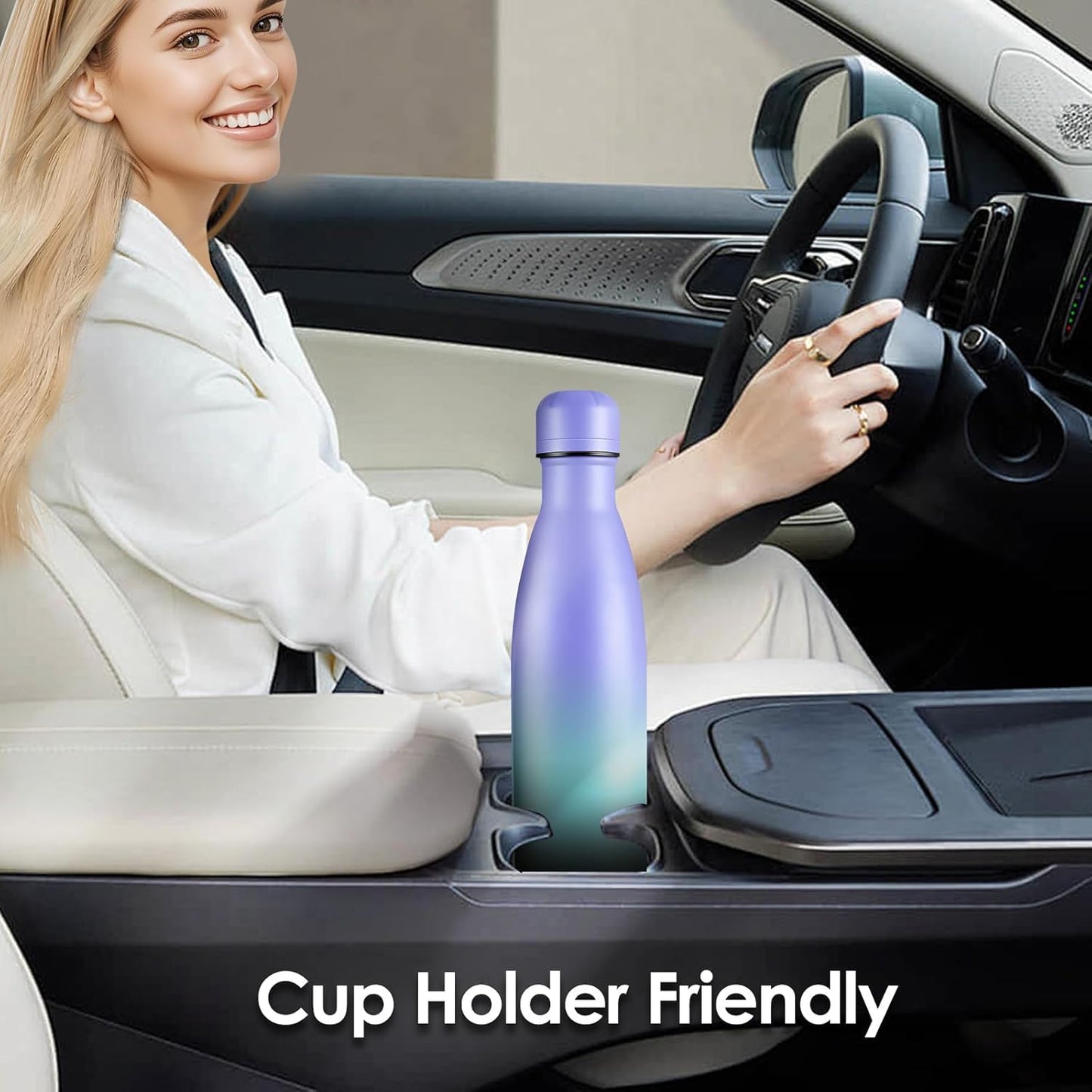 17oz Cola-Bottle Shaped Stainless Steel Leak-proof Water Bottle,Double Wall Vacuum Insulated Metal,Travel Mug For Sports Indoors & Outdoors,BPA-Free Kids Flasks,Purple Blue(1Pack)