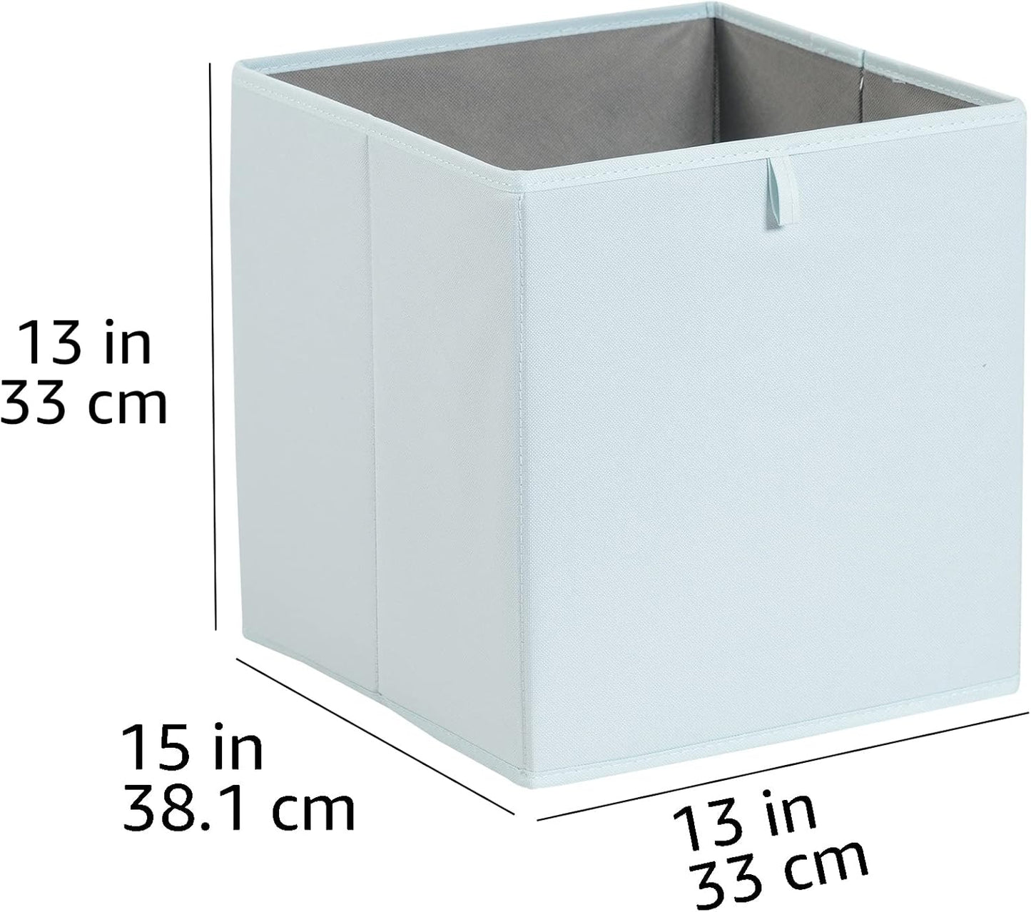 Amazon Basics Cube Organizer Bins, Collapsible Storage Baskets for Shelves, Jade Green, Pack of 6, 13x15x13"