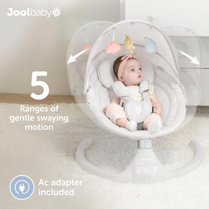 Jool Baby Nova Swing for Newborns - Electric Motorized Infant Swing, Bluetooth Music, 10 Preset Melodies, Remote (2025 Model) (Stone)