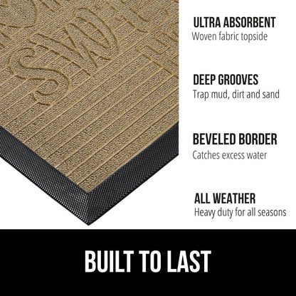 GORILLA GRIP 100% Waterproof All-Season WeatherMax Doormat 35x23, US Designed Natural Rubber, Stain and Fade Resistant, Low Profile Indoor Outdoor Door Mats, Easy Clean Patio Mat, Home Sweet Home