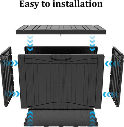 45 Gallon Double-Wall Resin Deck Box - Lockable Waterproof Outdoor Storage Box, 515lbs Capacity & Doubles as Seating for Patio Furniture - Garden Tools, Pool Accessories (Black)