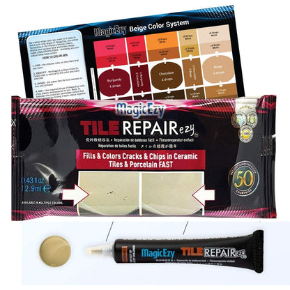 MagicEzy Tile RepairEzy (Honey Beige) Ceramic Tile Repair Kit - Cracked Chipped Bathroom Floor Tiles