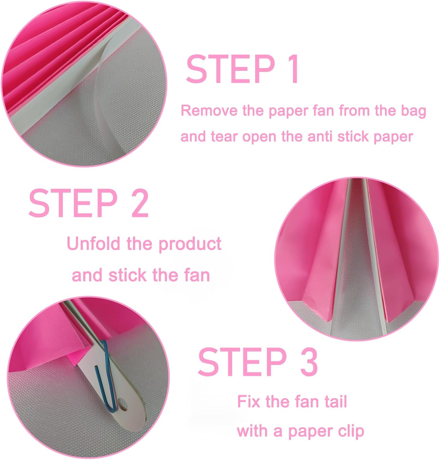 Red Hanging Paper Fans,Red Accessories Paper Decorations for Party,Valentines Day Decorations,Photo Booth Props Decor,12in Hanging Paper Fans 30 Color DIY Set （Magenta）