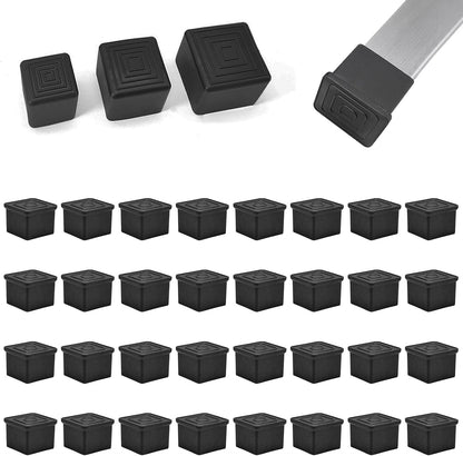 32 Pcs 3/4" x 3/4" Square Rubber Chair Leg Caps, PVC Table Leg Covers, Flexible & Anti-Slip Furniture Leg End Caps, Chair Leg Floor Protectors for Bar Stool Leg Patio Indoor, Black