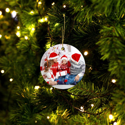 Personalized Christmas Ornaments 2025 w/Picture,Double-Sided Ceramics Custom Christmas Ornament - Upload Any Photo,Optional Text - Picture Ornaments,Customized Xmas Ornament,Round
