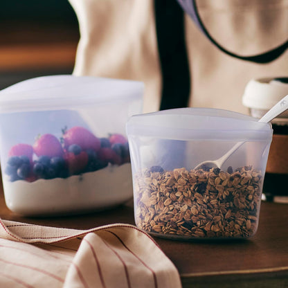 Stasher Premium Silicone Reusable Food Storage Bags, 3-Pack, Clear, Multi-Use Food Storage Bags, Lunch Bag, Travel Containers, BPA Free, Leak-free, Dishwasher-Safe, Eco-friendly