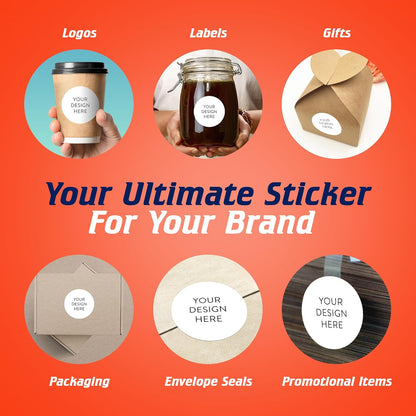 5-1000 Custom Vinyl Stickers - Upload Your own Image, Text, Design, Logo - Personalized Logo Labels for Handmade, Packaging, Bottle, Jars, Candle, Brand Stickers (White, 2x2)