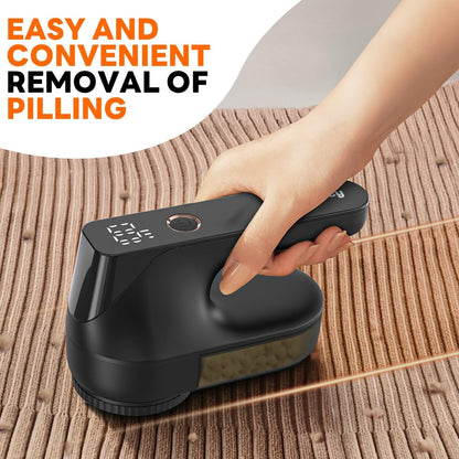 Fabric Shaver - Ziitty Lint Remover for Clothes, Sweater Defuzzer with LCD Display, 3-Speeds, 6-Blade, Type-C Rechargeable, Sweater Shaver to Remove Pilling Fuzz Lint Balls Pills for Clothes Furniture