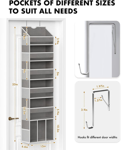 Over The Door Organizer Storage - 50lb Heavy Duty 6 Shelf Over Door Organizer Hanging Space Saving Perfect for Bedroom Bathroom Dorm Nursery Pantry