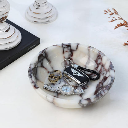Decorative Bowl for Home Decor – Marble Fruit Bowl, Key Holder Tray with Marble Finish, Entryway Table Organizer, Kitchen Countertop & Coffee Table Centerpiece
