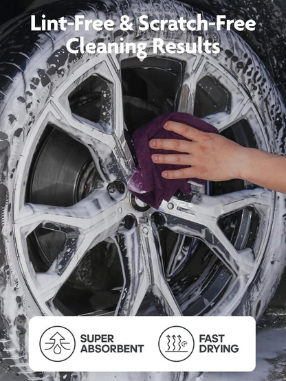 Fantasticlean Microfiber Cleaning Cloth Roll -90 Pack, Tear Away Microfiber Towels, 12" x 12", Reusable, Washable, Scratch Free, Ultra Absorbent Dish Rags for Car, Home, Garage or Shop (Deep Purple)