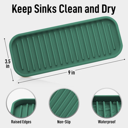 Zulay Kitchen (9x3.5) Silicone Sponge Holder for Kitchen Sink - Flexible Multipurpose Soap Tray - Sink Organizer for Kitchen, Bathroom, Makeup, Trinkets & More (Pine Green)