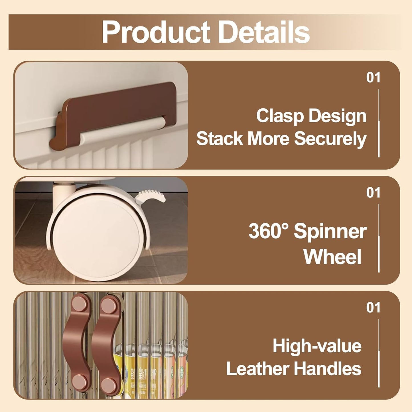 SAILUN 109Gal/434Qt Stackable Storage Bins Folding Collapsible Storage Bins with Lid, Closet Organizers and Storage Box Beige 26" W x 17" D x 56.7" H