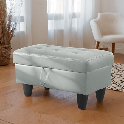 Ottoman Rectangular Storage Ottoman Bench, Faux Leather Footrest, Coffee Table, Stool Footstool with Hinged Lid for Living Room, Bedroom, Entryway, Gray, 35"x23.5"x17.5"