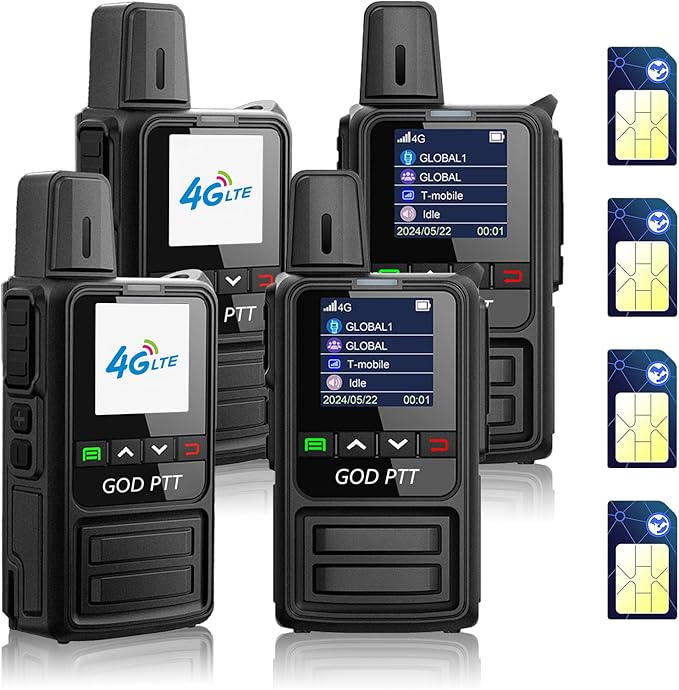 Global Rapid Walkie Talkies【Lifetime Free】, Unlimited Range 4G LTE PoC (Push-to-Talk Over Cellular) Radios, Nationwide PTT Two Way Radios, Long Distance for Family, Logistics, Company with SIM Card