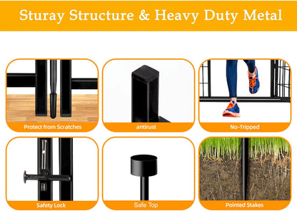 48 in(H) Decorative Garden Fence with Gate,8 Panels Total 17.7 Ft(L) Heavy Duty Iron Animal Barrier Fence for Yard,Suitable for Indoor Pet Or Outdoor Dog Fencing, Garden Border Fence