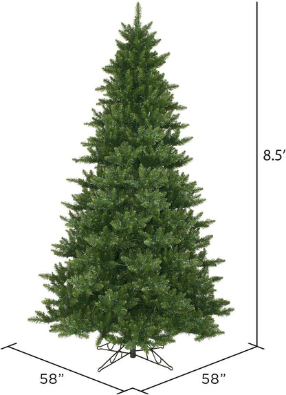 Vickerman 8.5' Tall Camdon Fir Artificial Christmas Tree, Unlit - Faux Christmas Tree - Seasonal Indoor Home Decor - 2294 Rich Green PVC Tips- Metal Hinged Branches